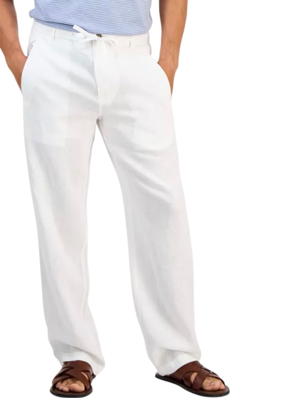Club Room Men's 100% Linen Pants, White Pure, Size S - NWT
